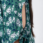 Tamsy 100% Viscose Cold Shoulder Longline Top (One Size,8-18) - Green and Navy