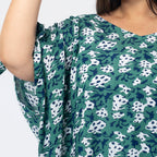 Tamsy 100% Viscose Cold Shoulder Longline Top (One Size,8-18) - Green and Navy
