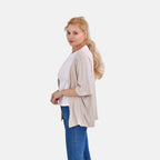 Tamsy V-Neck Mid-Sleeve Cardigan (One Size) - Beige