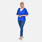 Tamsy V-Neck Mid-Sleeve Cardigan (One Size) - Blue