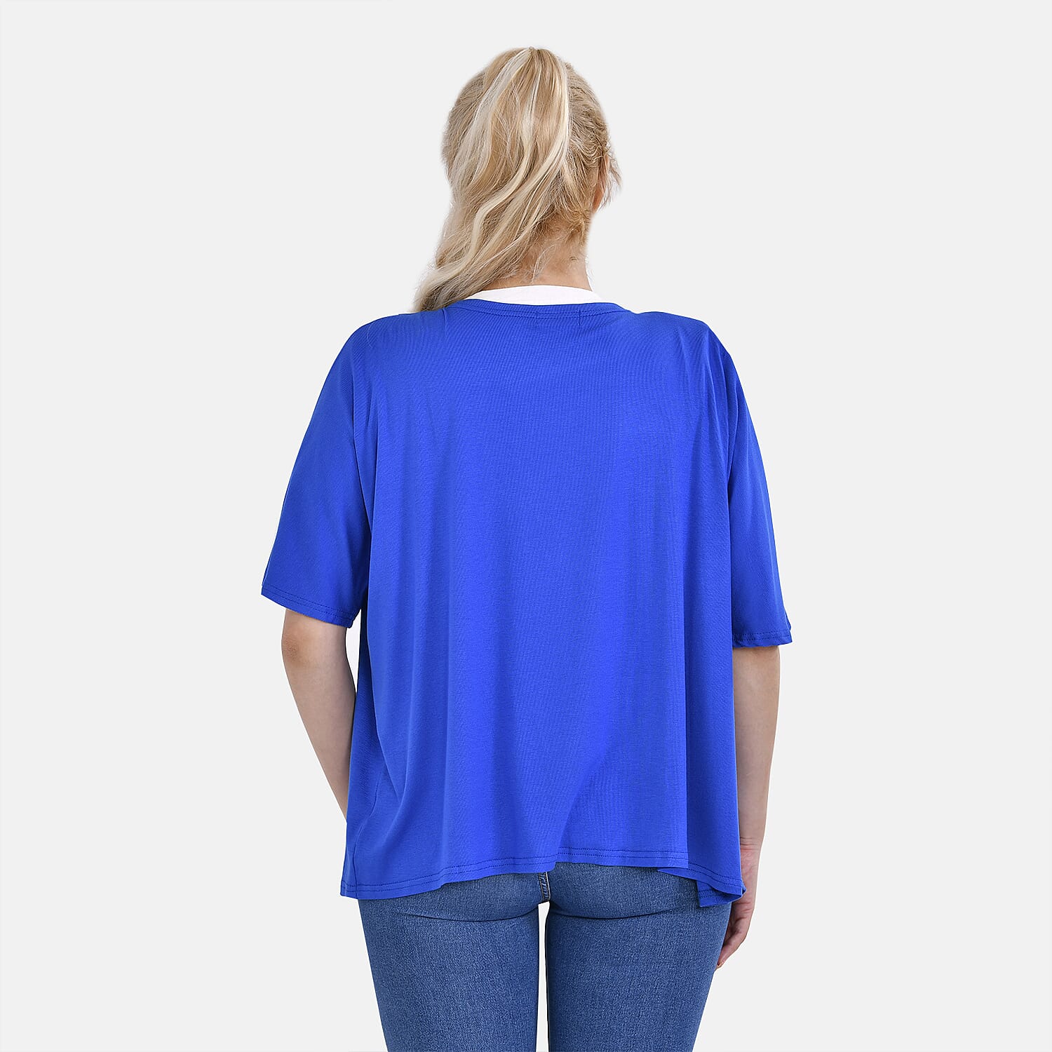 Tamsy V-Neck Mid-Sleeve Cardigan (One Size) - Blue