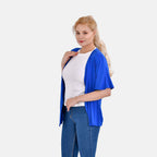 Tamsy V-Neck Mid-Sleeve Cardigan (One Size) - Blue