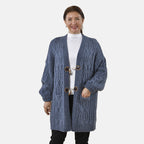 TAMSY Long Cardigan with Buttons (Size 8-22) - Blue