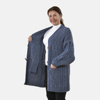 TAMSY Long Cardigan with Buttons (Size 8-22) - Blue