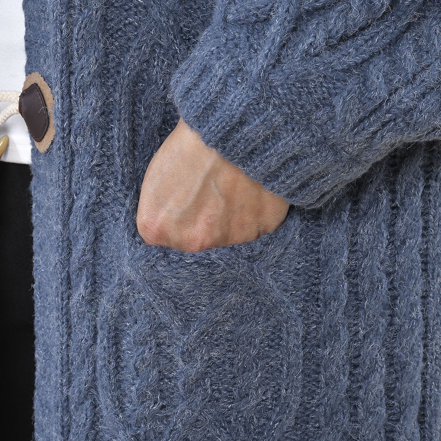 TAMSY Long Cardigan with Buttons (Size 8-22) - Blue