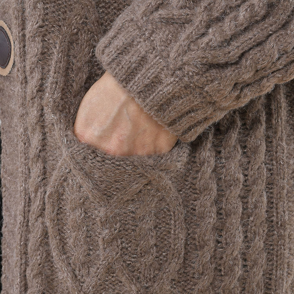 TAMSY Long Cardigan with Buttons (Size 8-22) - Beige