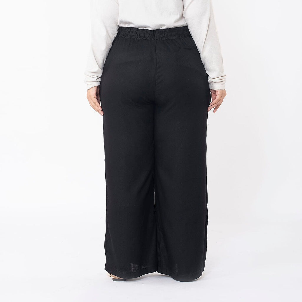 TAMSY 100% Viscose Solid Pant (Size S,8-10) - Black