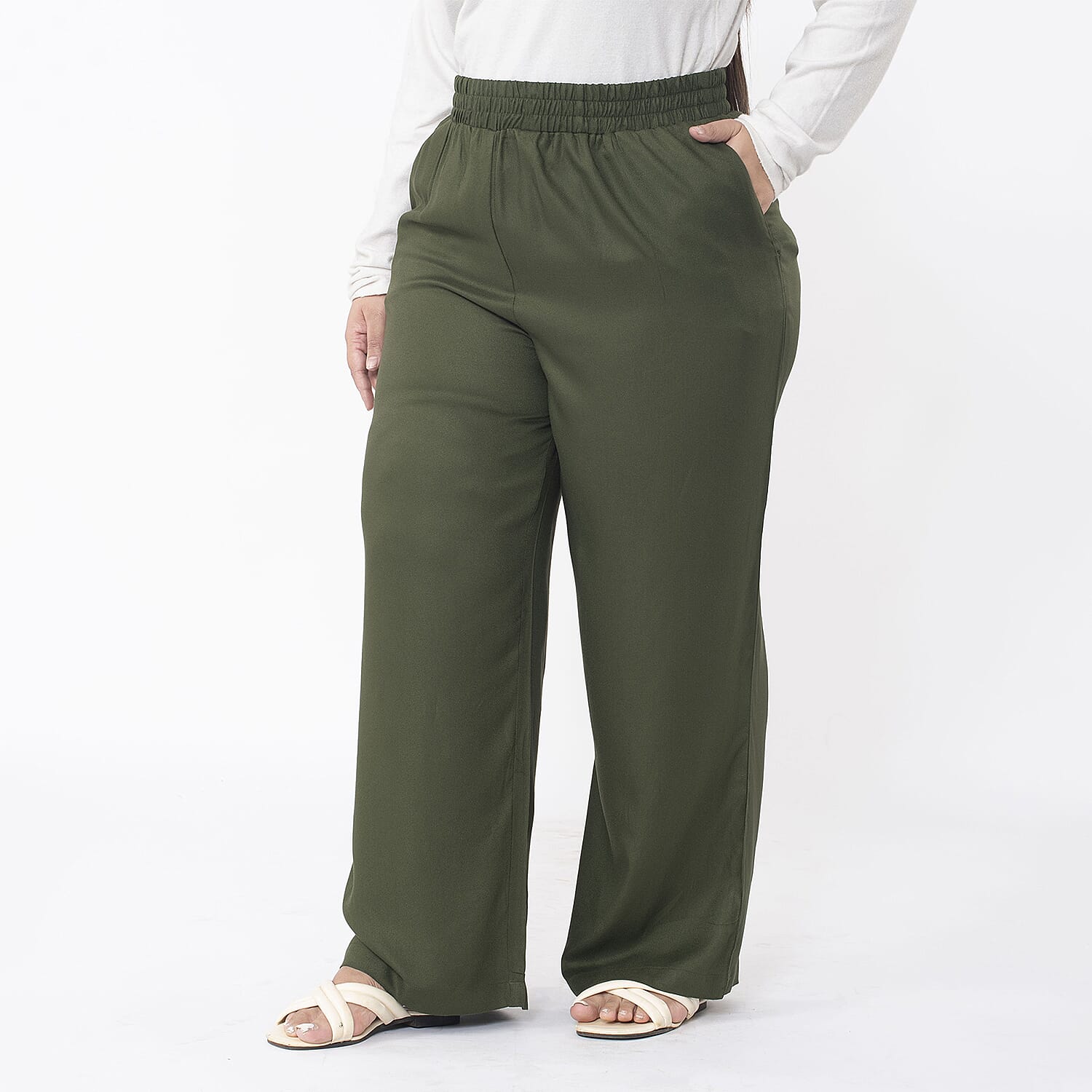 Tamsy Viscose Solid Jean and Pant-Trouser (Size 103x1 cm) - Khaki & Navy