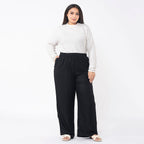 TAMSY 100% Viscose Solid Pant (Size M,12-14) - Black