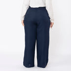 TAMSY 100% Viscose Solid Pant (Size M,12-14) - Navy