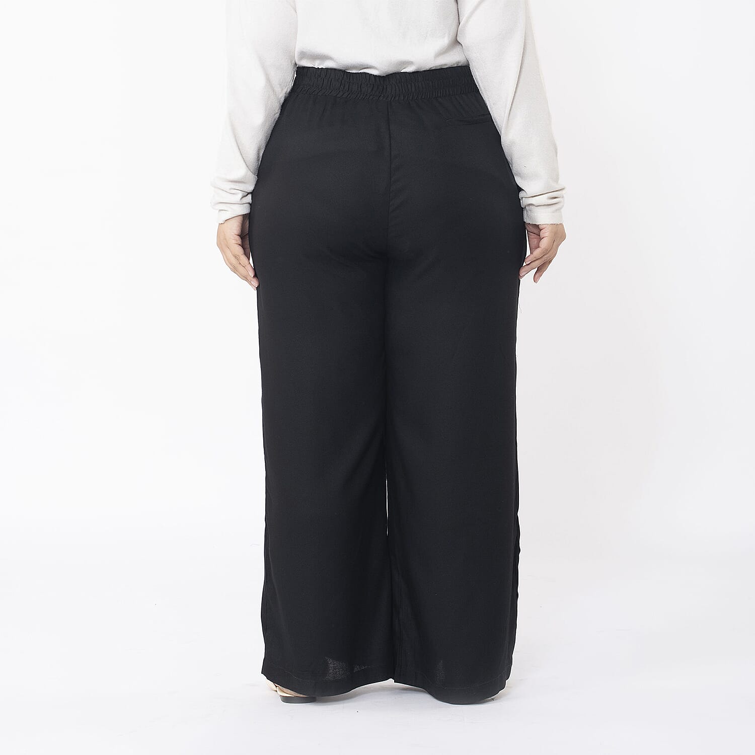 TAMSY 100% Viscose Solid Pant (Size L,16-18) - Black