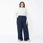TAMSY 100% Viscose Solid Pant (Size XL) - Navy