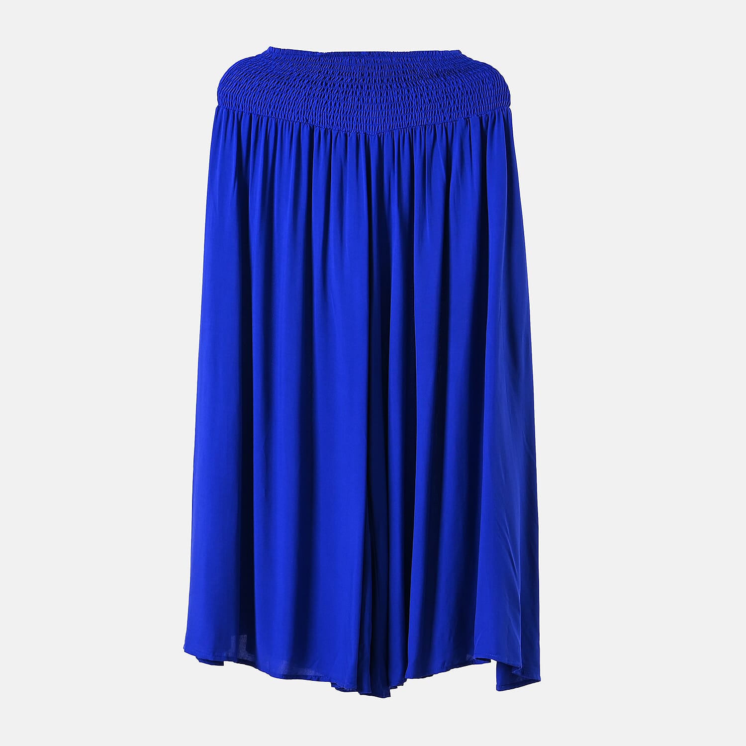 TAMSY 100% Viscose Smocked Waist Culotte (One Size Curve) - Blue
