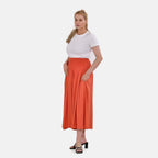 Tamsy 100% Viscose Smocked Waist Culottes (One Size) - Orange