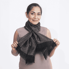 Viscose Shiny Metallic Mesh Shawl - Black