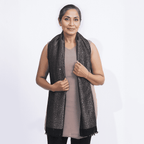 Viscose Shiny Metallic Mesh Shawl - Black