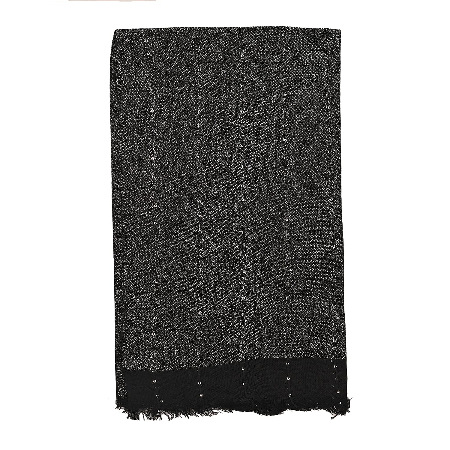 Viscose Shiny Metallic Mesh Shawl - Black