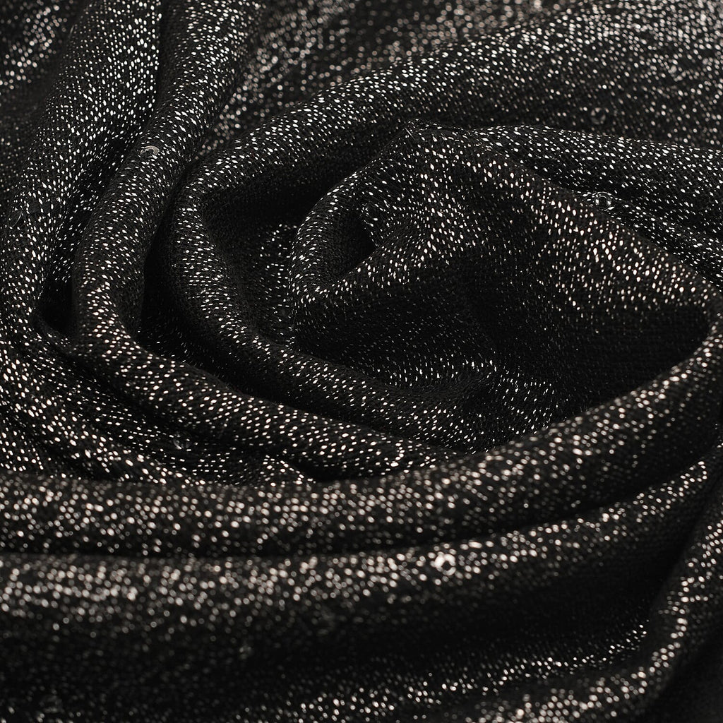 Viscose Shiny Metallic Mesh Shawl - Black