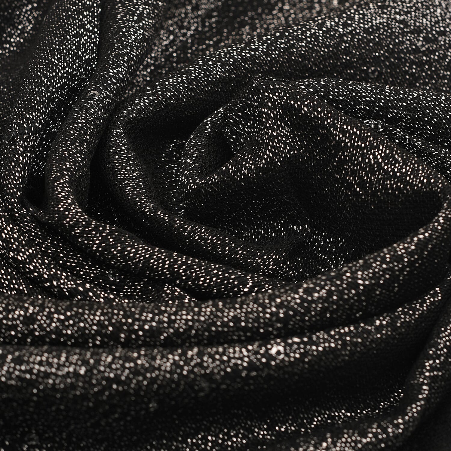 Viscose Shiny Metallic Mesh Shawl - Black