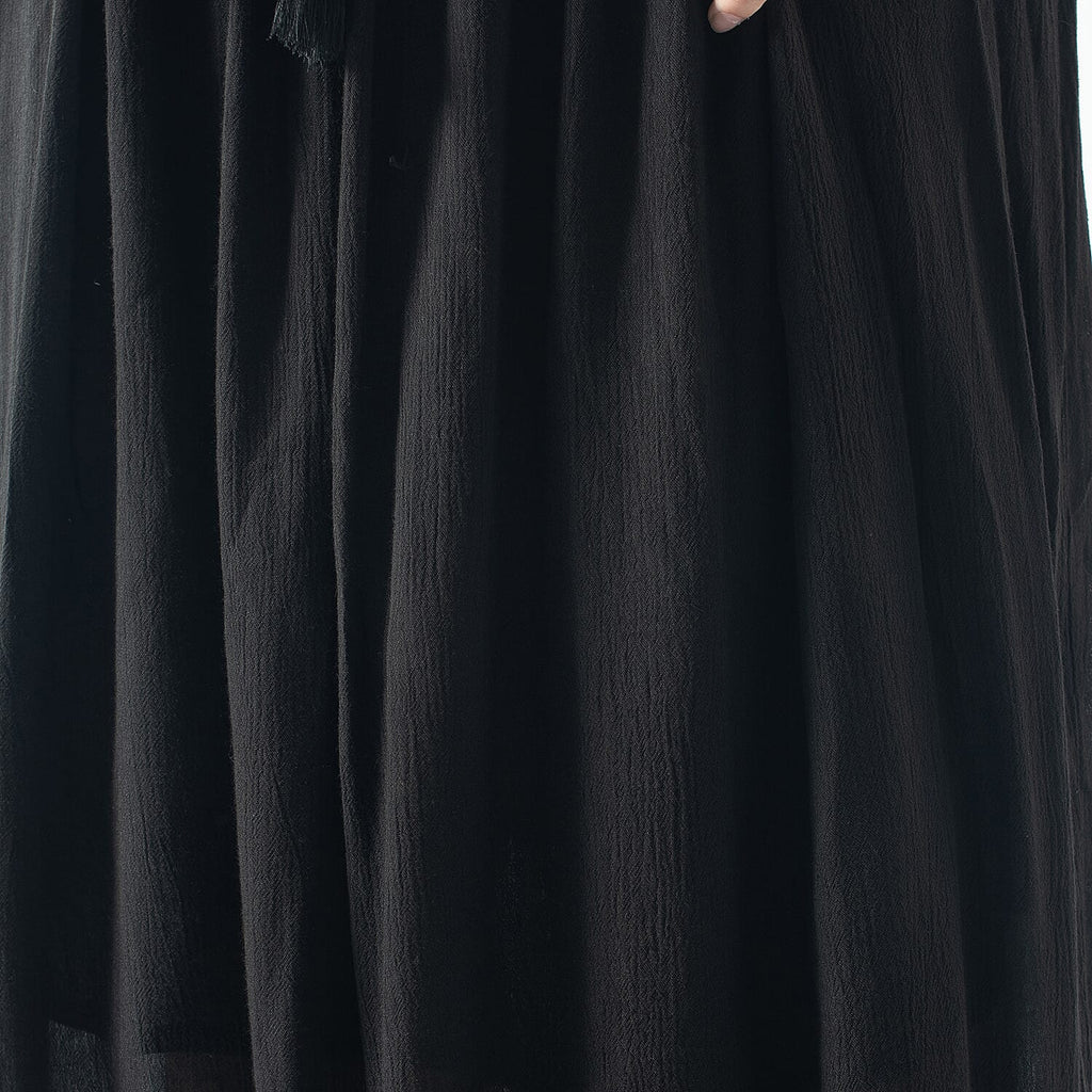 Tamsy Viscose Solid Skirt (Size M, 12-14) - Black