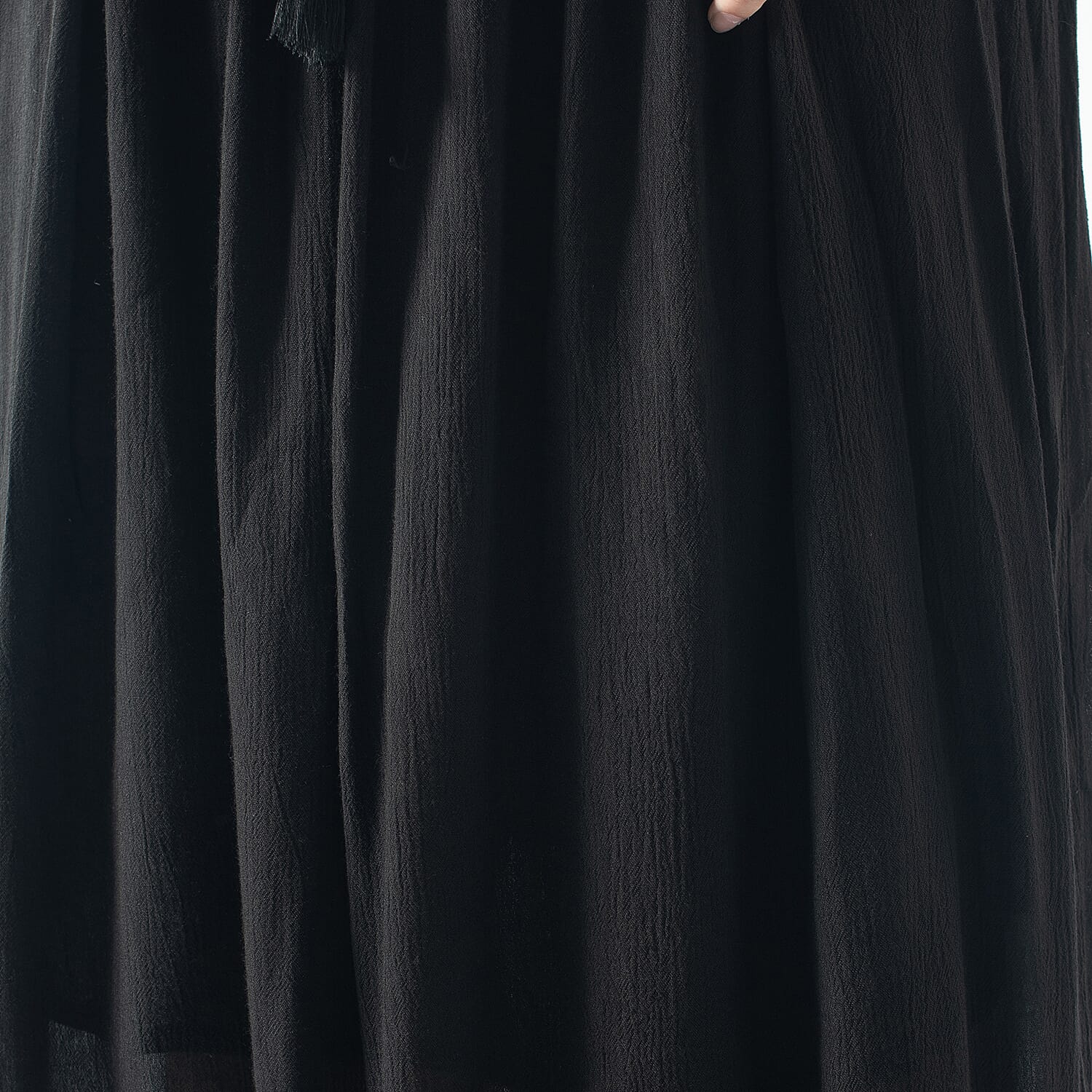 Tamsy Viscose Solid Skirt (Size M, 12-14) - Black