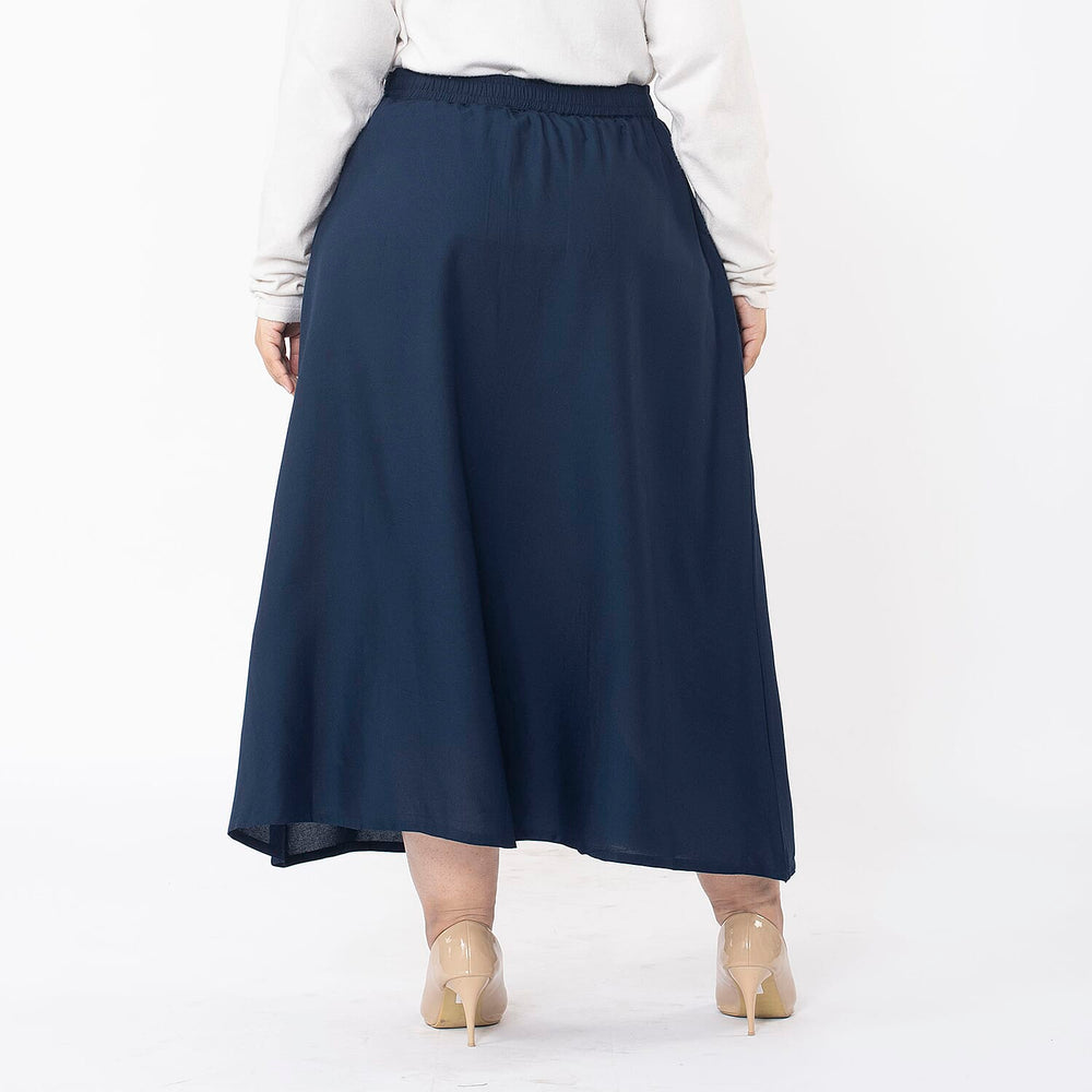 TAMSY 100% Viscose Skirt With Elastic on Waist (Size XL) - Navy