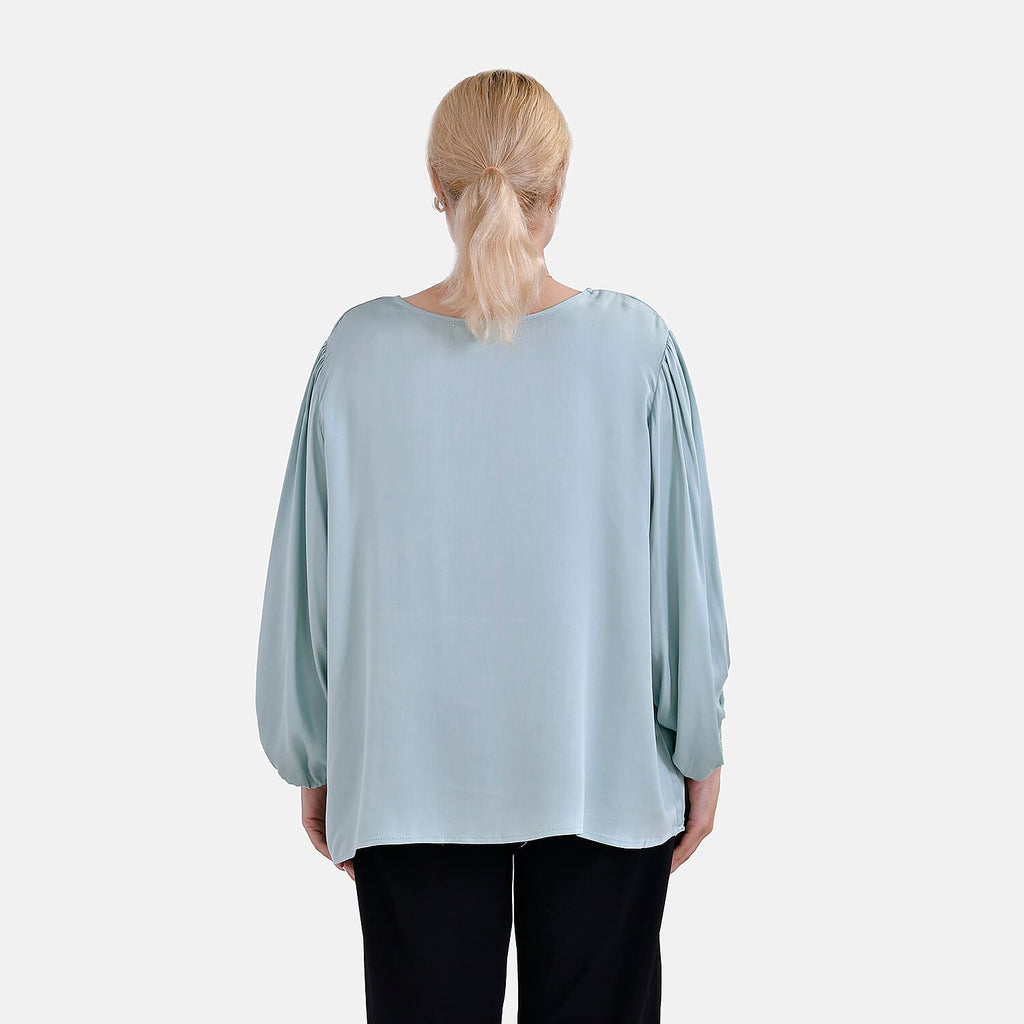 TAMSY 100% Viscose Round Neck Top (Size M) - Light Green