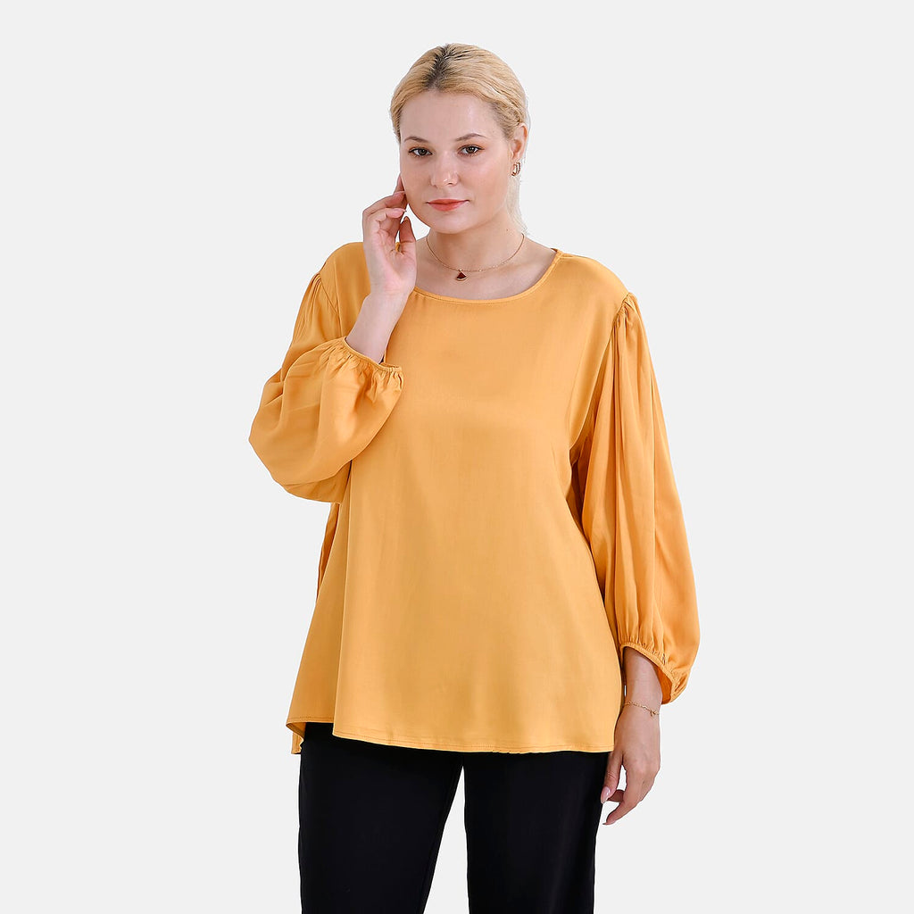Tamsy 100% Viscose Relaxed Fit Blouse (Size 12 to 14) - Yellow