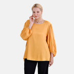 Tamsy 100% Viscose Relaxed Fit Blouse (Size 12 to 14) - Yellow