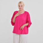Tamsy 100% Viscose Relaxed Fit Blouse  (Size 16 to 18) - Pink