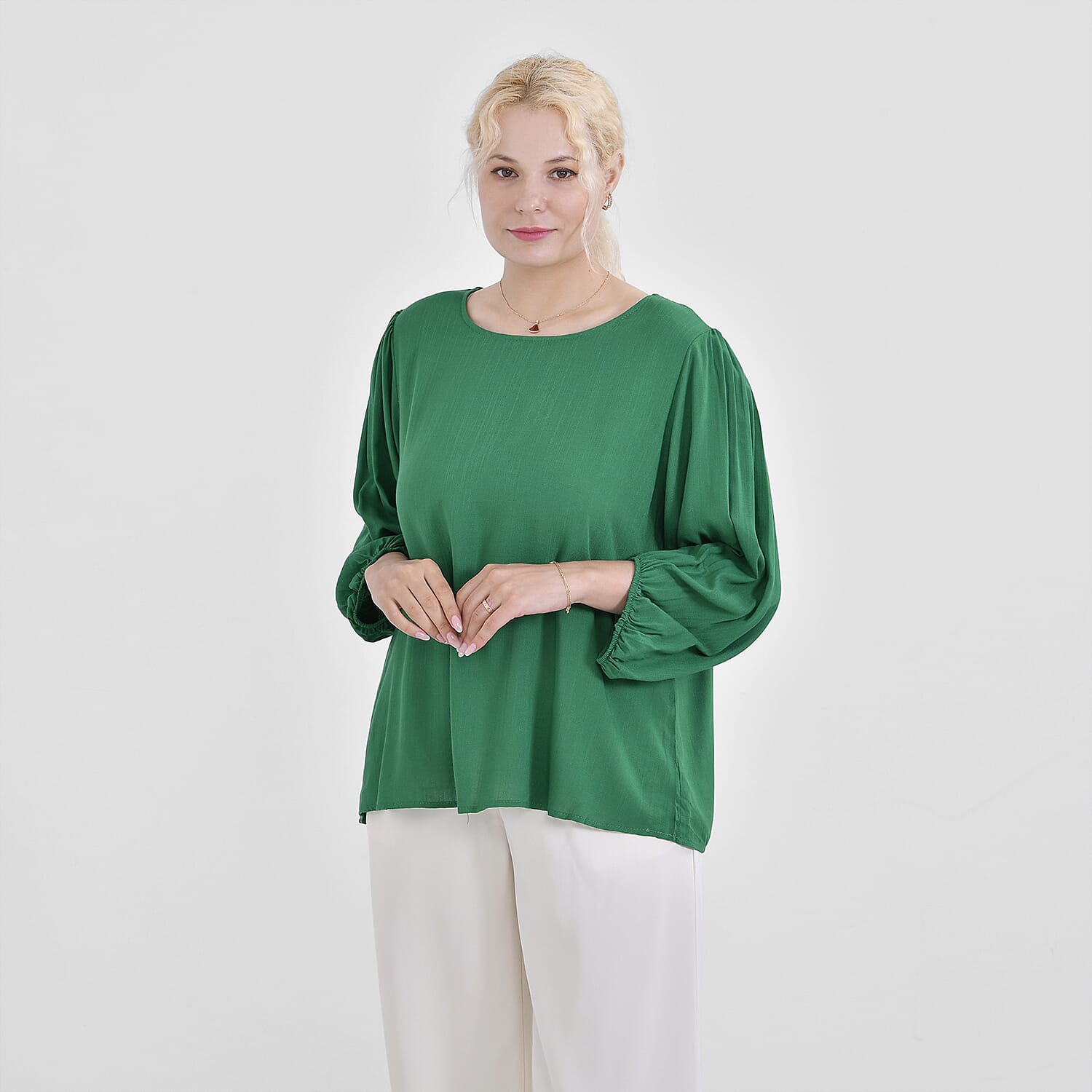 Tamsy 100% Viscose Solid Top  - Green (Size 16 to 18)
