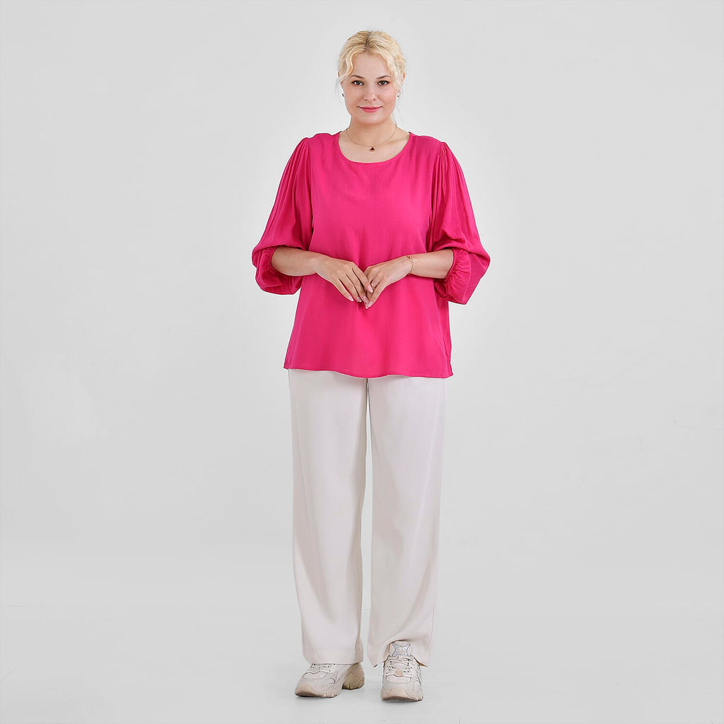 Tamsy 100% Viscose Relaxed Fit Blouse (Size 20 to 22) - Pink