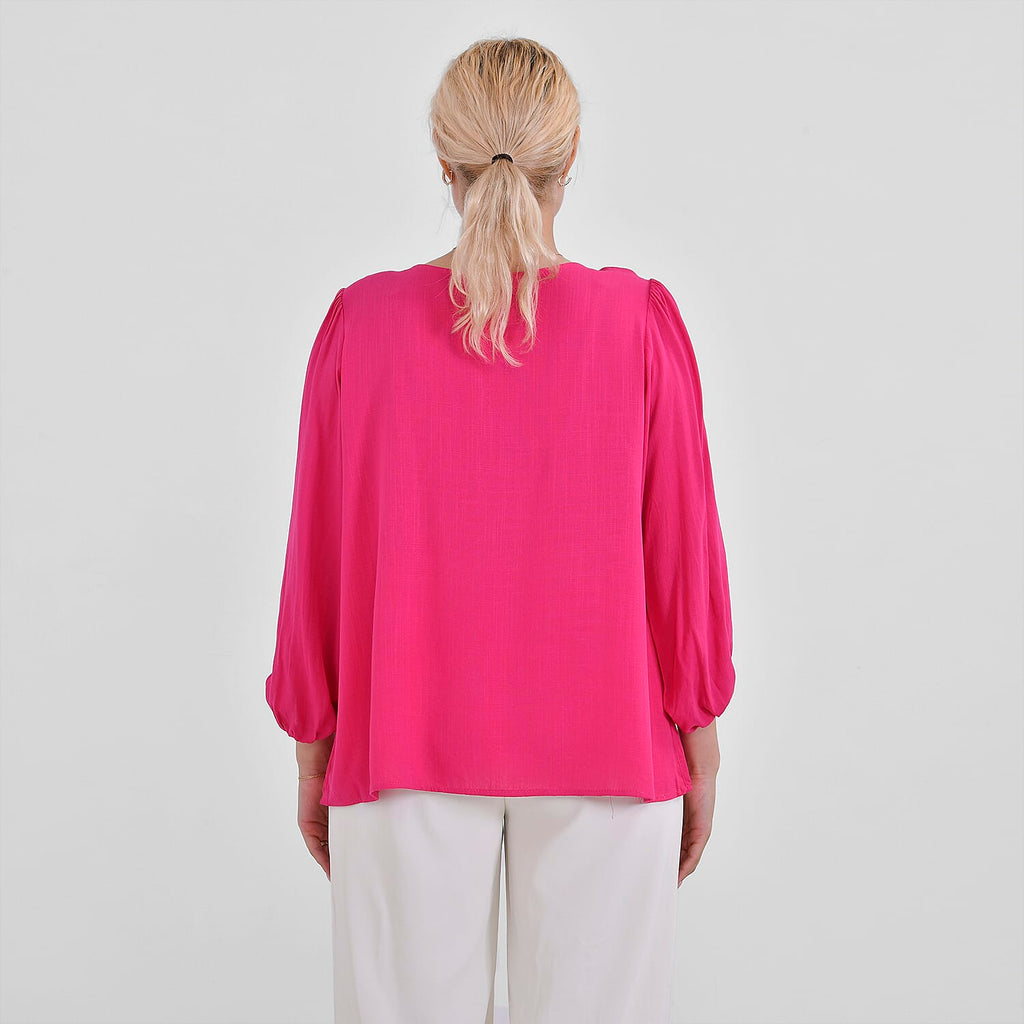 Tamsy 100% Viscose Relaxed Fit Blouse (Size 20 to 22) - Pink