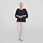Tamsy 100% Viscose Relaxed Fit Blouse (Size 24 to 26) - Black
