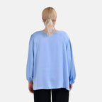 Tamsy 100% Viscose Relaxed Fit Blouse (Size 24 to 26) - Blue
