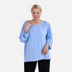 Tamsy 100% Viscose Relaxed Fit Blouse (Size 24 to 26) - Blue