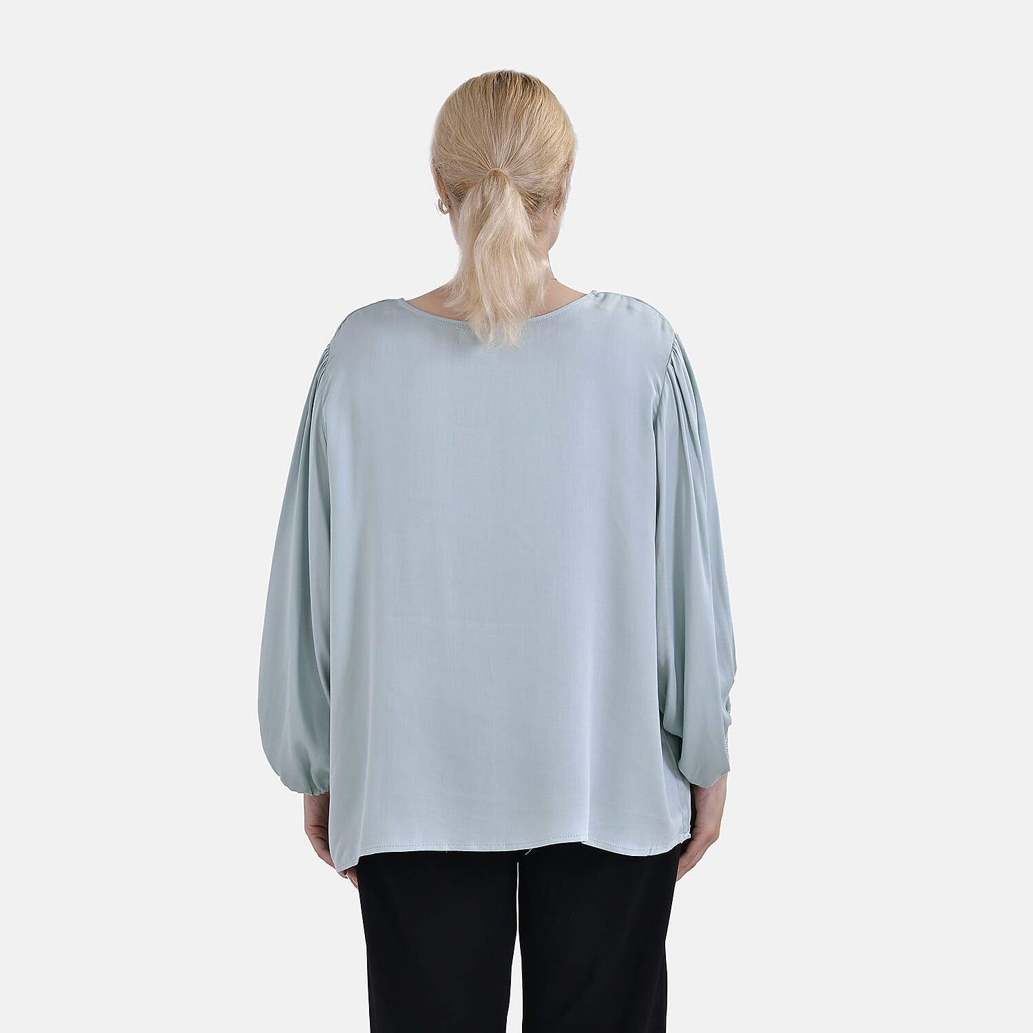Tamsy 100% Viscose Relaxed Fit Blouse (Size 24 to 26) - Light Green