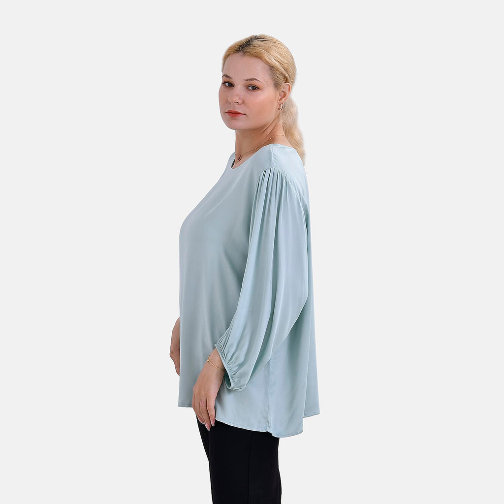 Tamsy 100% Viscose Relaxed Fit Blouse (Size 24 to 26) - Light Green