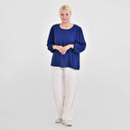 TAMSY 100% Viscose Round Neck Top (Size XXL) - Navy Blue