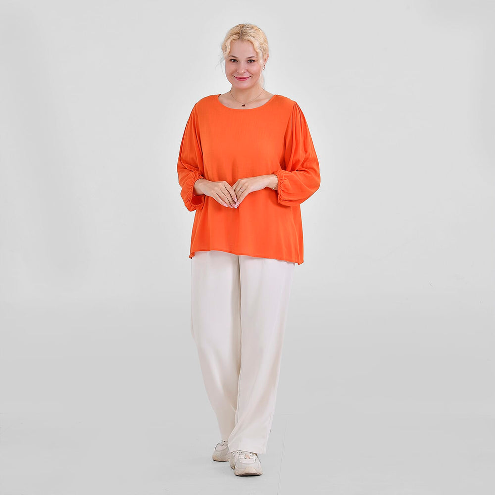 Tamsy Viscose Solid Top (Size 75x1 cm) - Orange & Green
