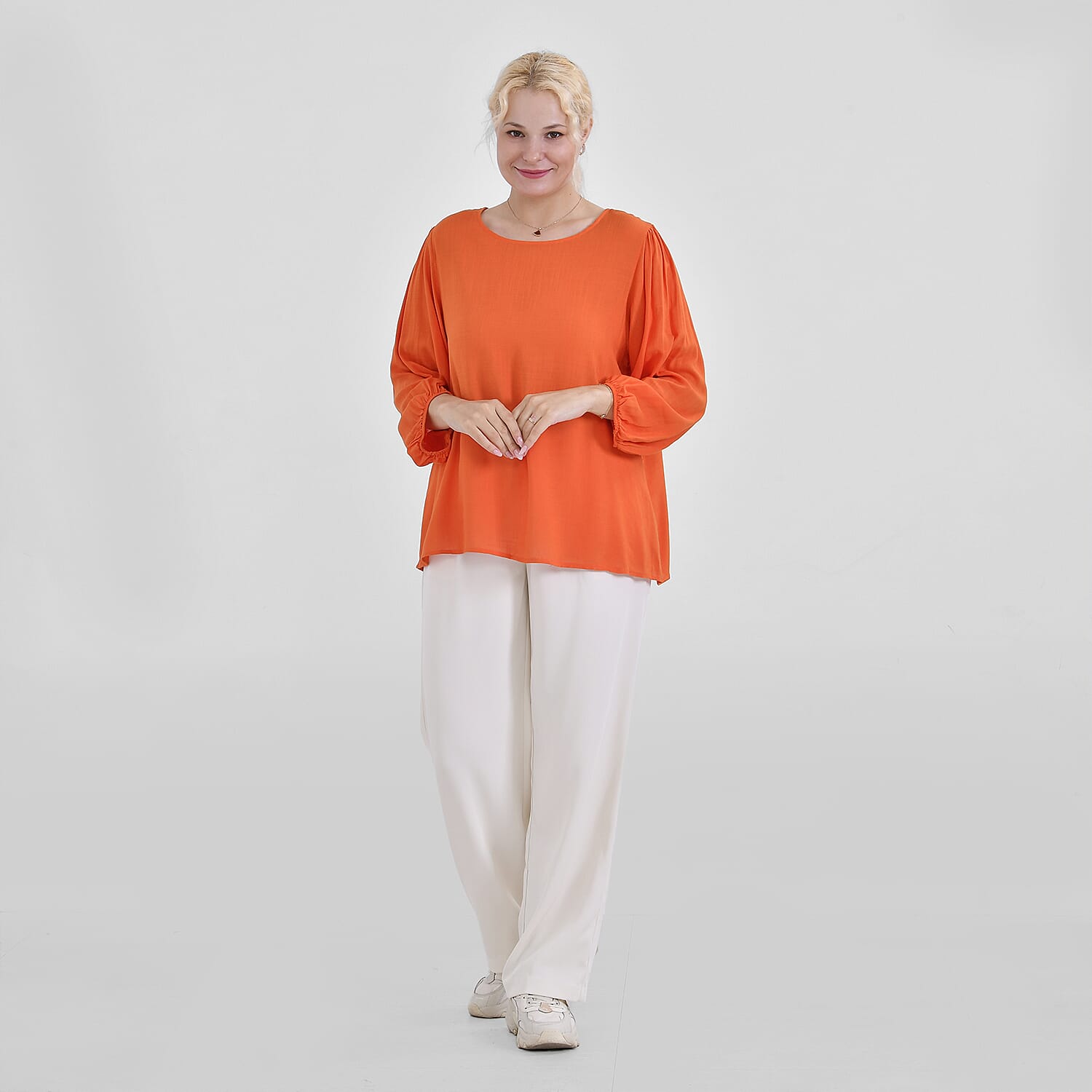Tamsy Viscose Solid Top (Size 75x1 cm) - Orange & Green