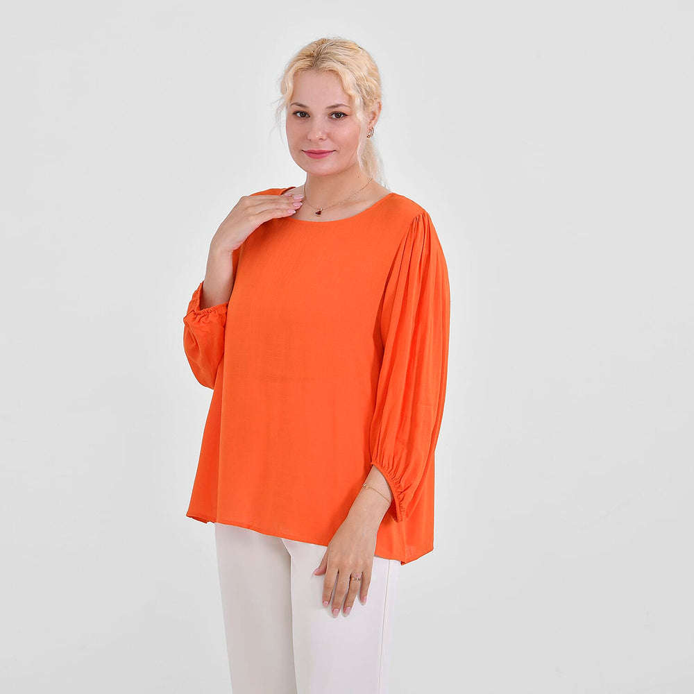 Tamsy Viscose Solid Top (Size 75x1 cm) - Orange & Green