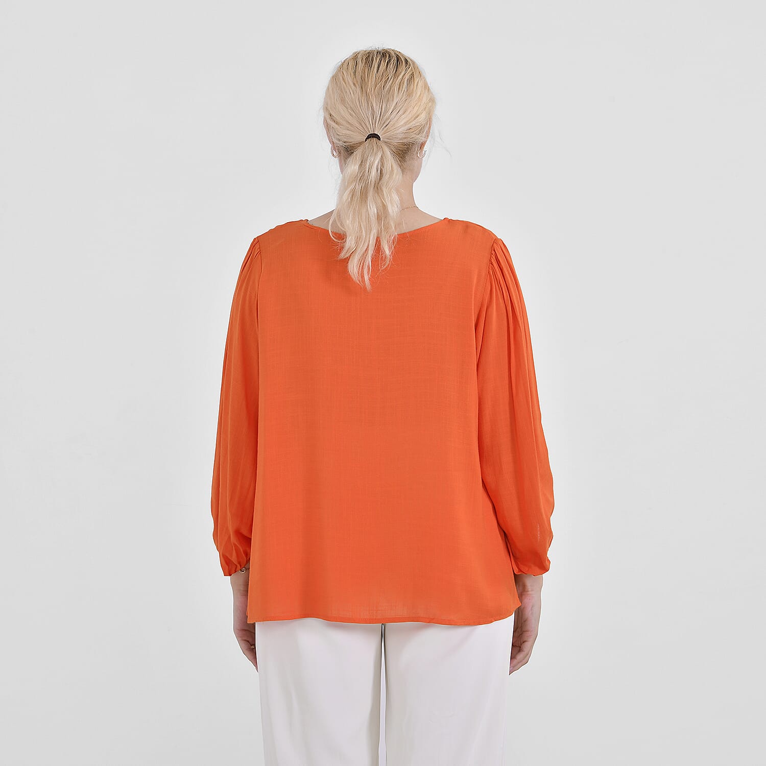 Tamsy Viscose Solid Top (Size 75x1 cm) - Orange & Green