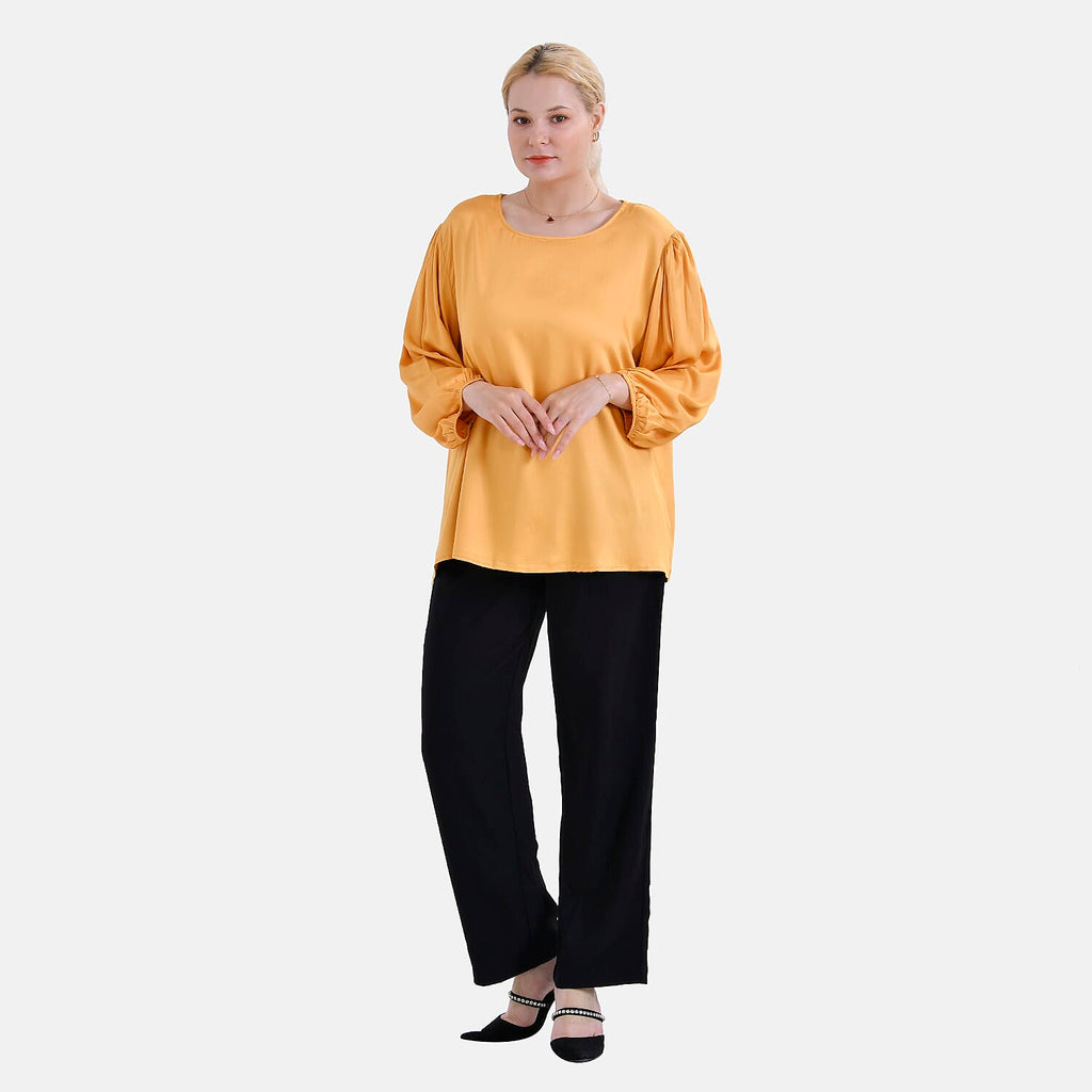 Tamsy 100% Viscose Relaxed Fit Blouse (Size 24 to 26) - Yellow
