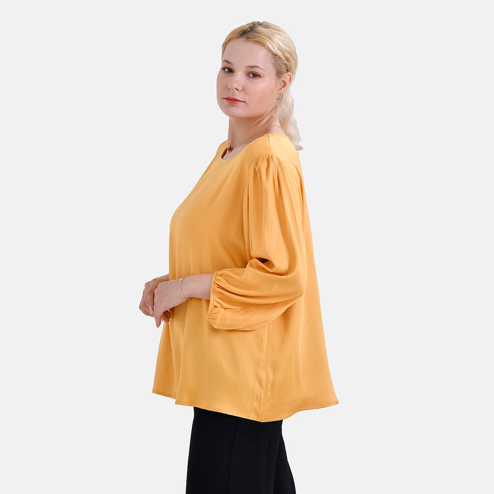 Tamsy 100% Viscose Relaxed Fit Blouse (Size 24 to 26) - Yellow