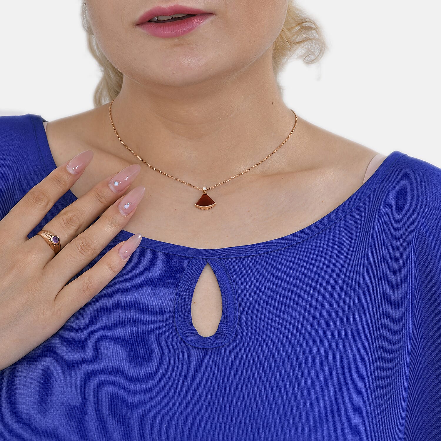 TAMSY 100% Viscose Round Neck Solid Top (One Size) - Blue