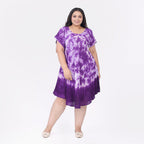 Tamsy 100% Viscose Umbrella Dress with Sleeves (One Size 8-18) - Purple