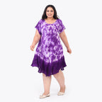 Tamsy 100% Viscose Umbrella Dress with Sleeves (One Size 8-18) - Purple