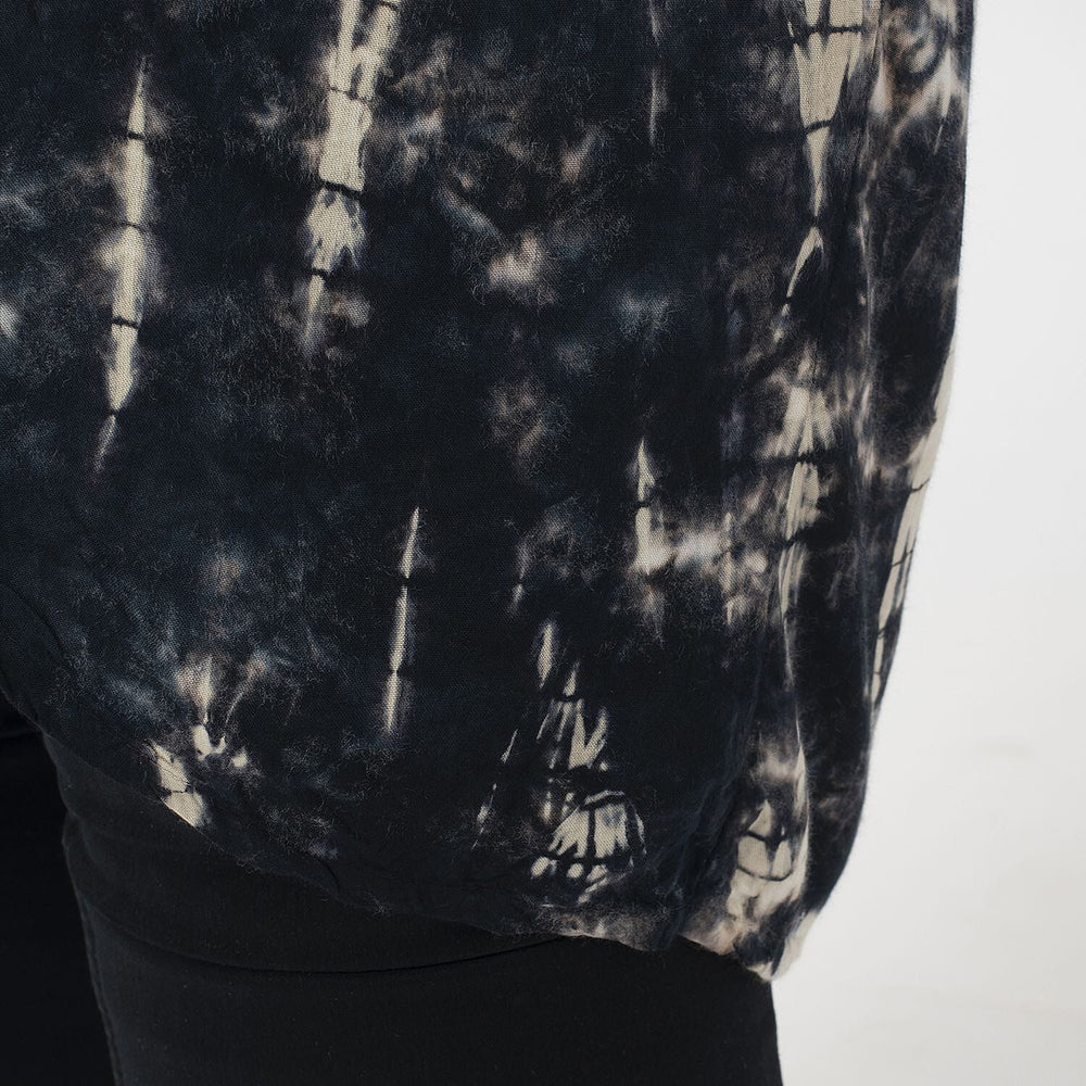 TAMSY 100% Viscose Tie Dye Kimono (One Size) - Black