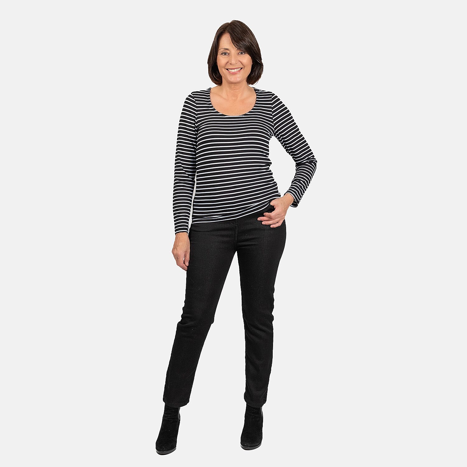 Tamsy Viscose Top (Size 1x1 cm) - Black White